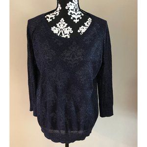 NWT Gap Sheer Sparkle Sweater Navy Blue M